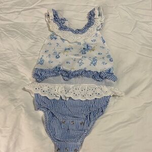 Rare Editions Blue and White Floral One Piece